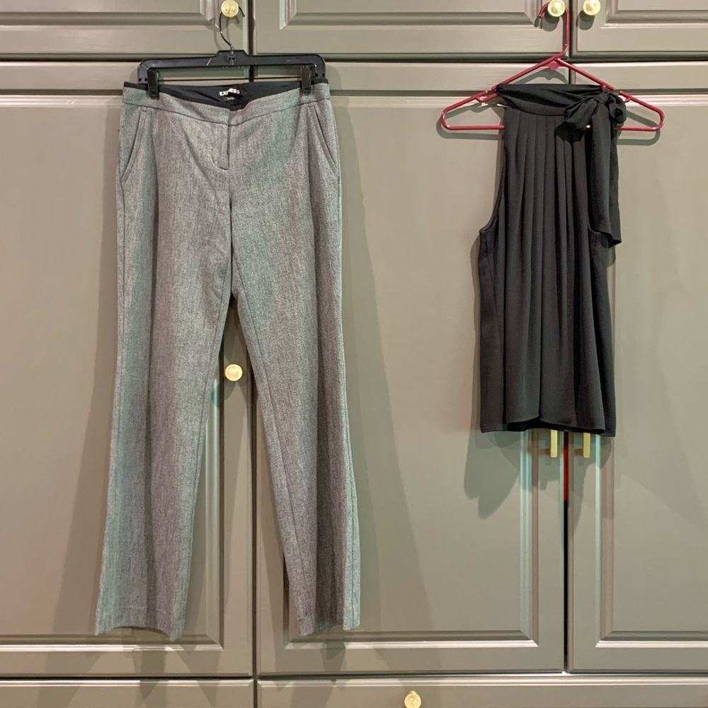 Express “Columnist” slacks, sz 6 & black blouse.